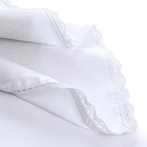 The Beer Valley Set of 12 Flax Lace Cloth Napkins 20x20 Inch - White - Image 6
