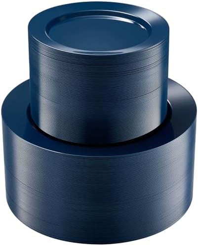 BESTVIP 200 Pack Premium Navy Blue Plastic Plates by Bestvip