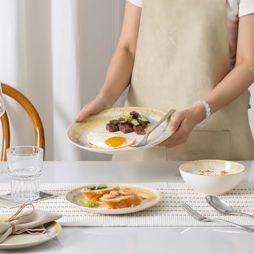 DOMICREVERY Ceramic Dinnerware Sets for 4, 12 pcs Plates and Bowls Sets - Image 7