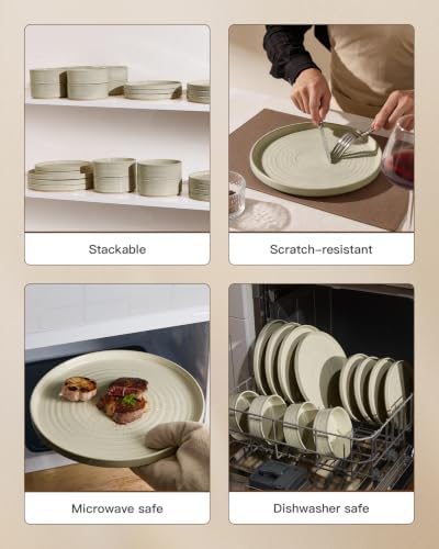 Stoneware Dinnerware Sets, Plates, Bowls, Dishes Set for 8 - Image 5