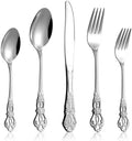 Cididu 40 Pieces Retro Royal Silverware Set for 8, Stainless Steel Flatware Set, Dishwasher Safe Dinnerware Set Including Forks Spoons and Knives, Vintage Cutlery Set for Wedding, Party and Christmas by Cididu