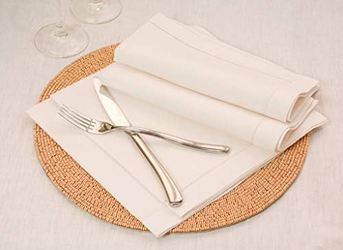Ivory Linen Hem Stitch Dinner Napkins - Set of 6 20"x20"-Ladder hemstitch 100% Linen Cloth Napkins - Image 7