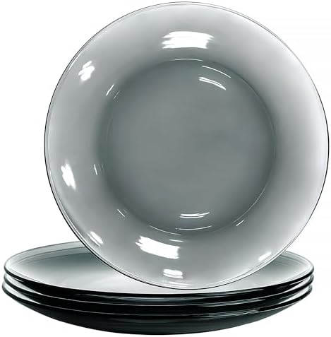 STP GOODS Glass Plates Set of 4 – Borosilicate Salad & Dessert Plates, Transparent Glass Appetizer Plates, Microwave & Dishwasher Safe Tableware by STP-Goods
