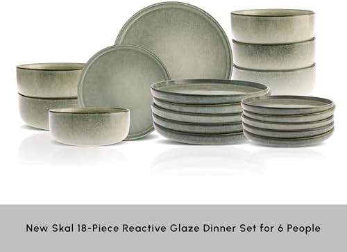 Karaca New Skal 18-Piece Dinnerware Sets for 6 People, Modern Design, Stoneware Dinner Set, Kitchen Plates Bowls, Reactive Glaze Dishwasher & Microwave Safe Dish Set - Image 3