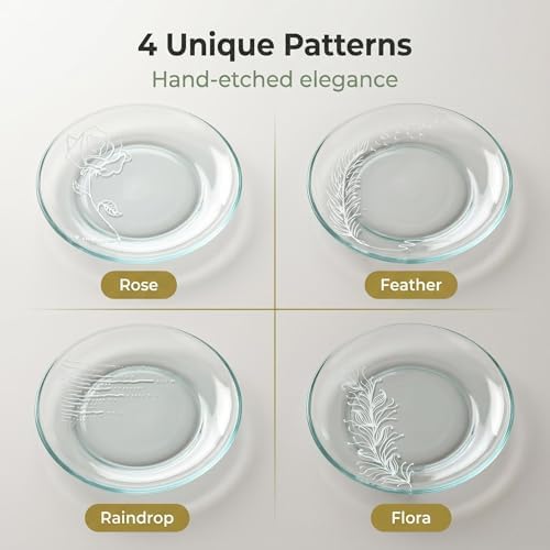 Tempered Glass Plates Set of 4, 8 Inch Appetizer Dessert Plates - Image 2