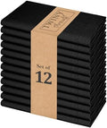 TWINY threads Pack of 12 100% Cotton Cloth Napkins, 18" x 18" - (Black) by TWINYThreads