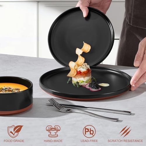LIANYU Plates and Bowls Sets, 18 Pieces Stoneware Dinnerware Set for 6 - Image 3