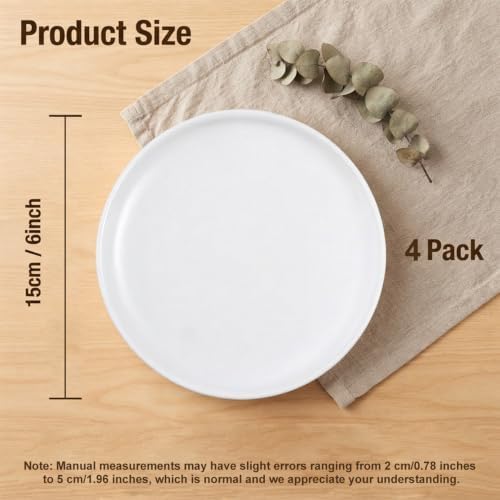 4 Pack Matte Ceramic Dessert Plates, 6 Inch White Appetizer Plates - Image 2