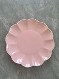White Ceramic Salad Plates Set of 4, 8 Inch Flower Shaped Appetizer Plates, Embossed Small Plates for Salad,Cake,Snacks,Fruit,Tea Party, Microwave Oven Dishwasher Safe (PINK, 8 IN) by SHIDACHENG