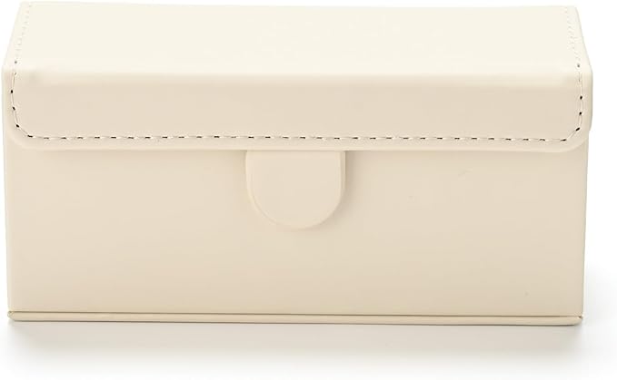 Oirlv Travel Rings Storage Box in Off-White, Minimalist Leather & Velvet Portable Organizer Case, Compact Jewelry Holder for Neutral Style, Business Travel & Daily Essentials (Scandinavian Design)
