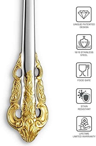 KEAWELL Luxury 4-Piece 18/10 Stainless Steel Dinner Spoon Set (Gold Accent) - Image 2