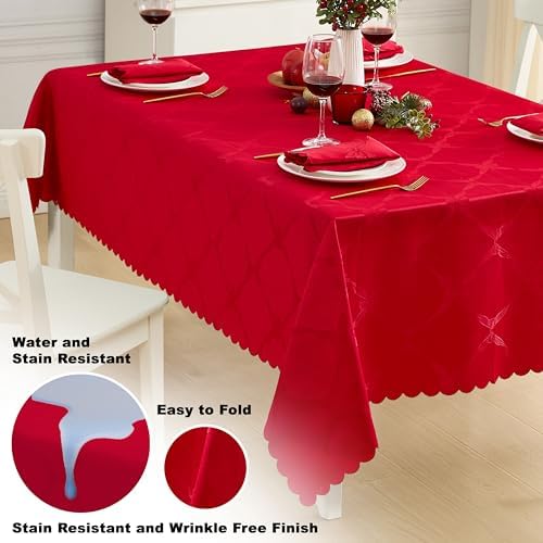Newbridge Christmas Ribbons and Bows Red 52 x 70 Rectangle Tablecloth - Image 3