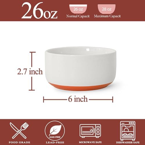 Stoneware Cereal & Soup Bowls, Set of 4, 6-Inch, White - Image 3
