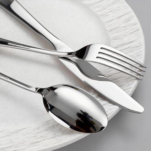 12 Piece Silverware Set for 4, Stainless Steel Heavy Forks Spoons and Knives Set, Mirror Finish Flatware Dishwasher Safe for Family Picnics Daily Gatherings - Image 5