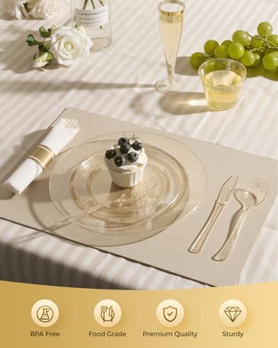 Goodluck 320PCS Glitter Fancy Disposable Dinnerware for 40 Guests - Image 4