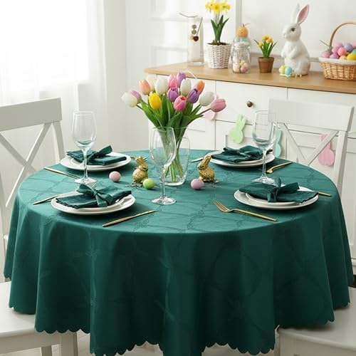Newbridge Christmas Ribbons and Bows Evergreen 70" Round Tablecloth by HomeBargainsPlus