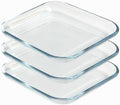 7 Inch Square Tempered Glass Dessert Plates, Small Mini Appetizer, Fruit, Salad and Cake Plates, Set of 3 by VIPHIEC