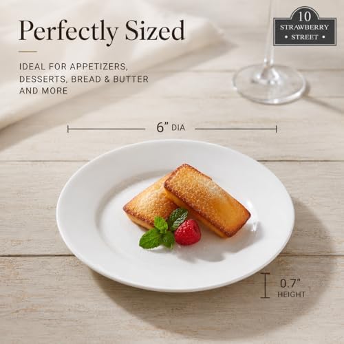 10 Strawberry Street 6" Catering Round Appetizer Plate, Set of 12,White - Image 5