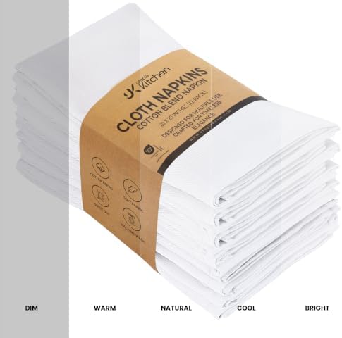 Utopia Kitchen Cotton Blend White Cloth Napkins [12 Pack, 20x20 Inch] - Image 5