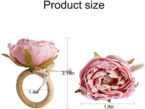 Flower Napkin Rings Set of 8,Pink Peony Flower Handmade Napkin Holder Rings Table Decorations for Wedding,Fall,Daily Party,Picnics,Banquet,Luncheons,Birthday,Christmas,Valentine's,Thanksgiving - Image 5