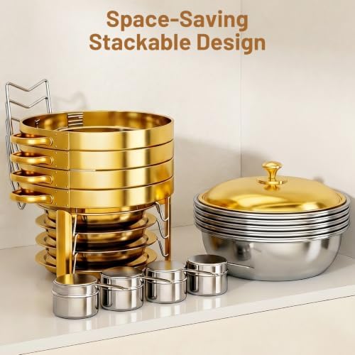Chafing Dishes for Buffet, 2 Pack 5QT Stainless Steel Round Buffet Servers and Warmers, Food Warmers for Parties Buffet, Banquets, Weddings, Catering Events Complete Chafing Dish Buffet Set, Gold - Image 6