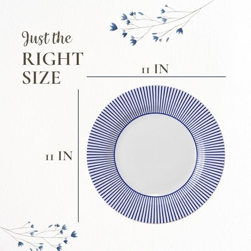 Spode Steccato Collection - 11" Dinner Plate, Stripe Cobalt Blue (Set of 4) | Fine Earthenware | Microwave and Dishwasher Safe | Made in England | Large Serving Plate for Salad, Pasta, or Appetizers - Image 7
