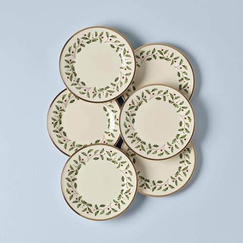 Lenox Holiday Porcelain Christmas Salad Plate Set for 6 - Image 2