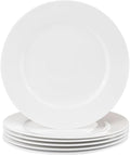 Fine Bone China Dessert Plates 6-Piece, Cake Plate, Side Plate 8 Inches, Fine Glaze With Pure White Color Sturdy and Durable, Thin Thickness and Light Weight, Microwave and Dishwasher Safe