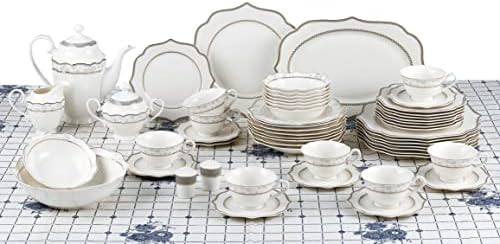 57 Piece Dinnerware Set-Bone China Service for 8 People-Noelle - Image 4