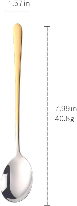 5-pieces Soup Dinner Spoon 8-Inch Gradient Gold Metal Korean Spoon Stainless Steel Table Spoons by Buyer Star