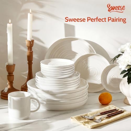 Sweese Appetizer Plate, 6 in Porcelain Small Dessert Plates Set of 6, White - Image 7