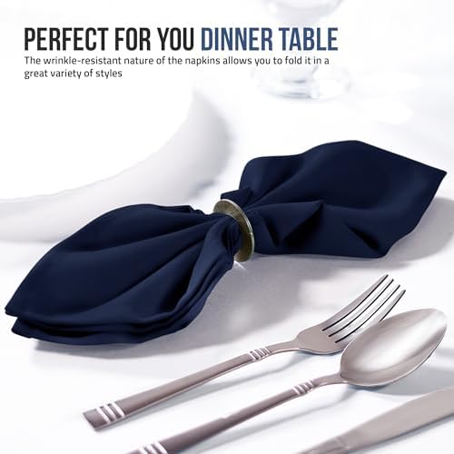 Utopia Home [12 Pack, Navy Blue] Cloth Napkins 20x20 Inches, 100% Polyester - Image 4
