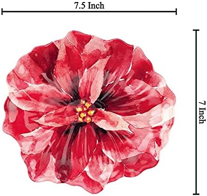 UP Poinsettias Melamine Dessert Plates, Floral-Shaped Small Serving Plates, for Appetizer, Snacks, and Side Dishes, Red, 7.5 x 7 Inch, Set of 4 - Image 2