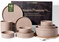 Stoneware Dinnerware Sets, Plates, Bowls, Dishes Set for 6 by FamiwarePremium