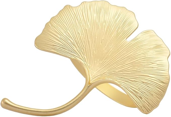 Decozen Set of 16 Gold Napkin Rings in Leaf Design, Festive, Table Decor Setting for Holiday, Wedding, Birthday, Kitchen, Home Decor, Housewarming Gift - Mothers Day Decorations