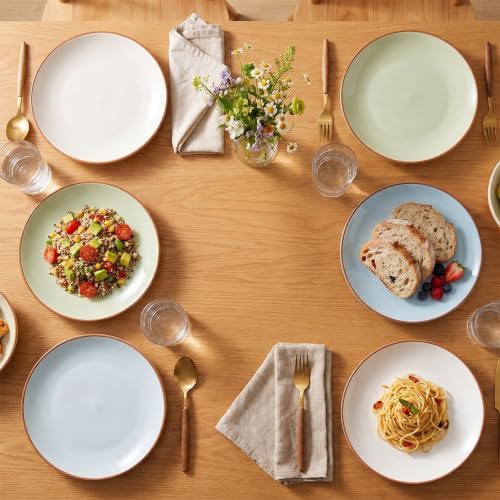 Dinner Plates Set of 6, 8 Inch Scratch Resistant Ceramic Plates, Pasta Plate, Salad Plate, for Main Course, Dishwasher and Microwave Safe, Cold Multicolor - Image 6