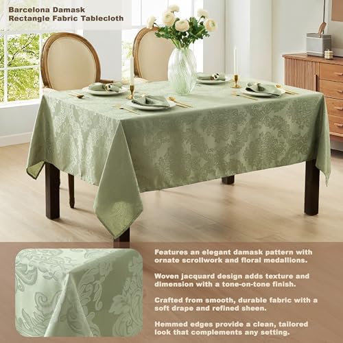 Newbridge Barcelona Damask Fabric Napkins, Set of 4, Sage Green – No Iron, Soil Resistant Cloth Napkins for Dining, Parties and Holidays - Image 5