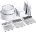 FOCUSLINE 350 Pieces Silver Dinnerware Set for 50 Guests by FOCUSLINE