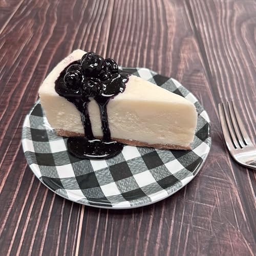 UP Gingham Melamine Round Dessert Plates, Small Serving Plates, for Appetizer, Snacks, and Side Dishes, Black, 6 Inch, Set of 4 - Image 2