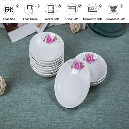4-Pack Flower Pattern Ceramic Saucer Dishes, 4-Inch Side Dishes for Sushi, Snack, and Seasoning - Image 3