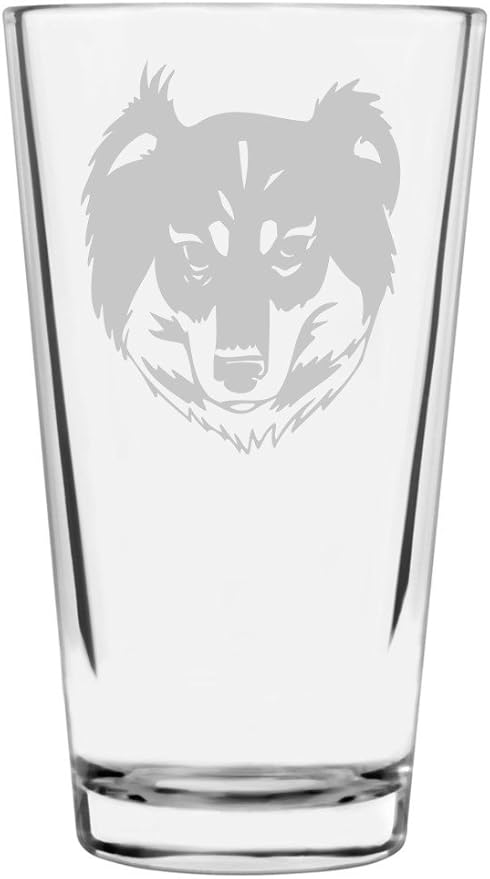 English Shepherd Dog Themed Etched All Purpose 16oz Pint Glass