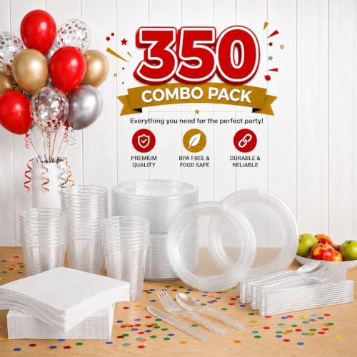 Exquisite 350 Pcs Clear Plates and Napkins Party Supplies Plate Sets - Image 2