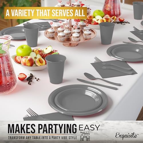 Exquisite 350 Pcs Silver Plates and Napkins Party Supplies Plate Sets - Image 4