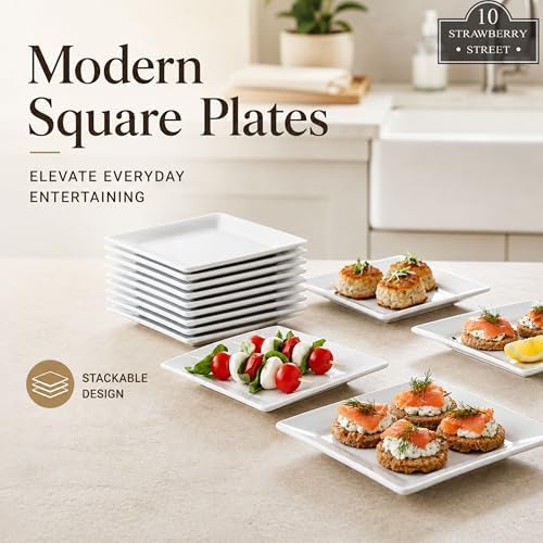 10 Strawberry Street 6" Catering Square Appetizer Plate, Set of 12 - Image 6
