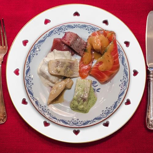 13" Round White Charger Plates, Heart Hollow Chargers for Dinner Plates with Golden Border, Formal Table Setting Accessory Centerpiece Bluk Wedding, Valentine's Day, Galentine's Day, Easter Set of 6 - Image 6