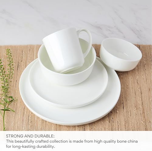 Mikasa Samantha 40-Piece Bone China Dinnerware Set, Service for 8, White - Dinner Plates, Salad Plates, Cereal Bowls, Fruit Bowls and Mugs, Dishwasher and Microwave Safe - Image 4
