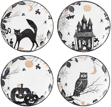 Lenox Haunted Halloween 4-Piece Accent Plates, Appetizer Plate Set for 4 by Lenox