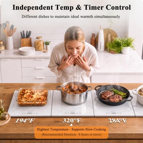 FYY Electric Warming Tray - 4-Panel Food Warmers for Parties Buffet Marble - Image 3