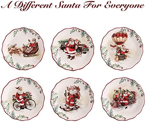 Bico Santa On The Way Scalloped Appetizer Plates Set of 6, 6 Inch Small Ceramic Dessert Plates for Snacks, Salad, Tablescape, Microwave and Dishwasher Safe, Gift for Housewarming and Thanksgiving - Image 3