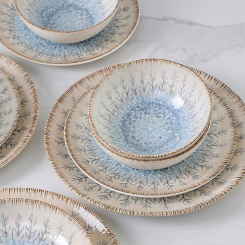 DOMICREVERY Ceramic Dinnerware Sets for 4, 12 pcs Plates and Bowls Sets - Image 2